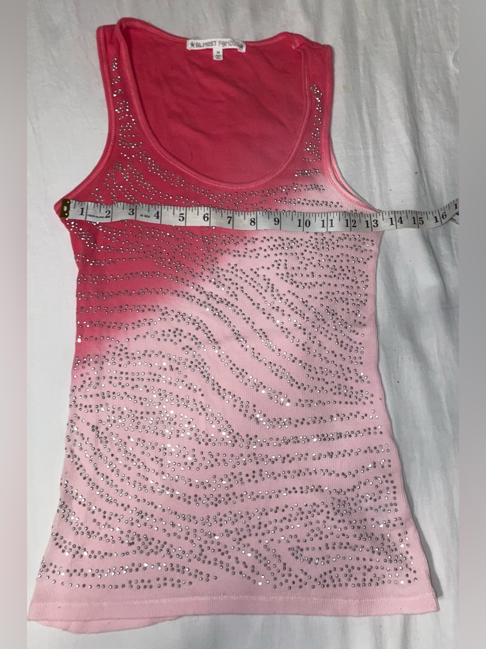 Almost Famous Hot Pink Rhinestone Tank Top
